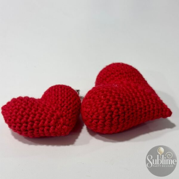 Porta Chaves de Coração de Croché Feito à Mão – Amigurumi Plush Hearts - 2 Corações - Image 6