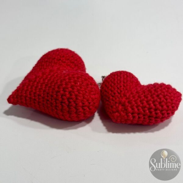 Porta Chaves de Coração de Croché Feito à Mão – Amigurumi Plush Hearts - 2 Corações - Image 3