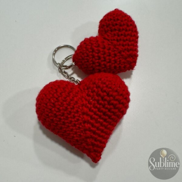 Porta Chaves de Coração de Croché Feito à Mão – Amigurumi Plush Hearts - 2 Corações - Image 2