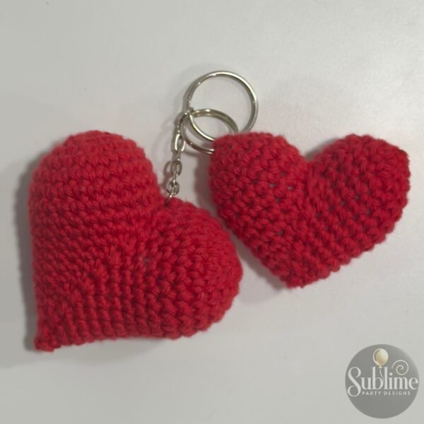 Porta Chaves de Coração de Croché Feito à Mão – Amigurumi Plush Hearts - 2 Corações