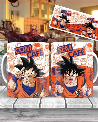 Caneca Goku – Com Café, Sem Café – Edição Exclusiva